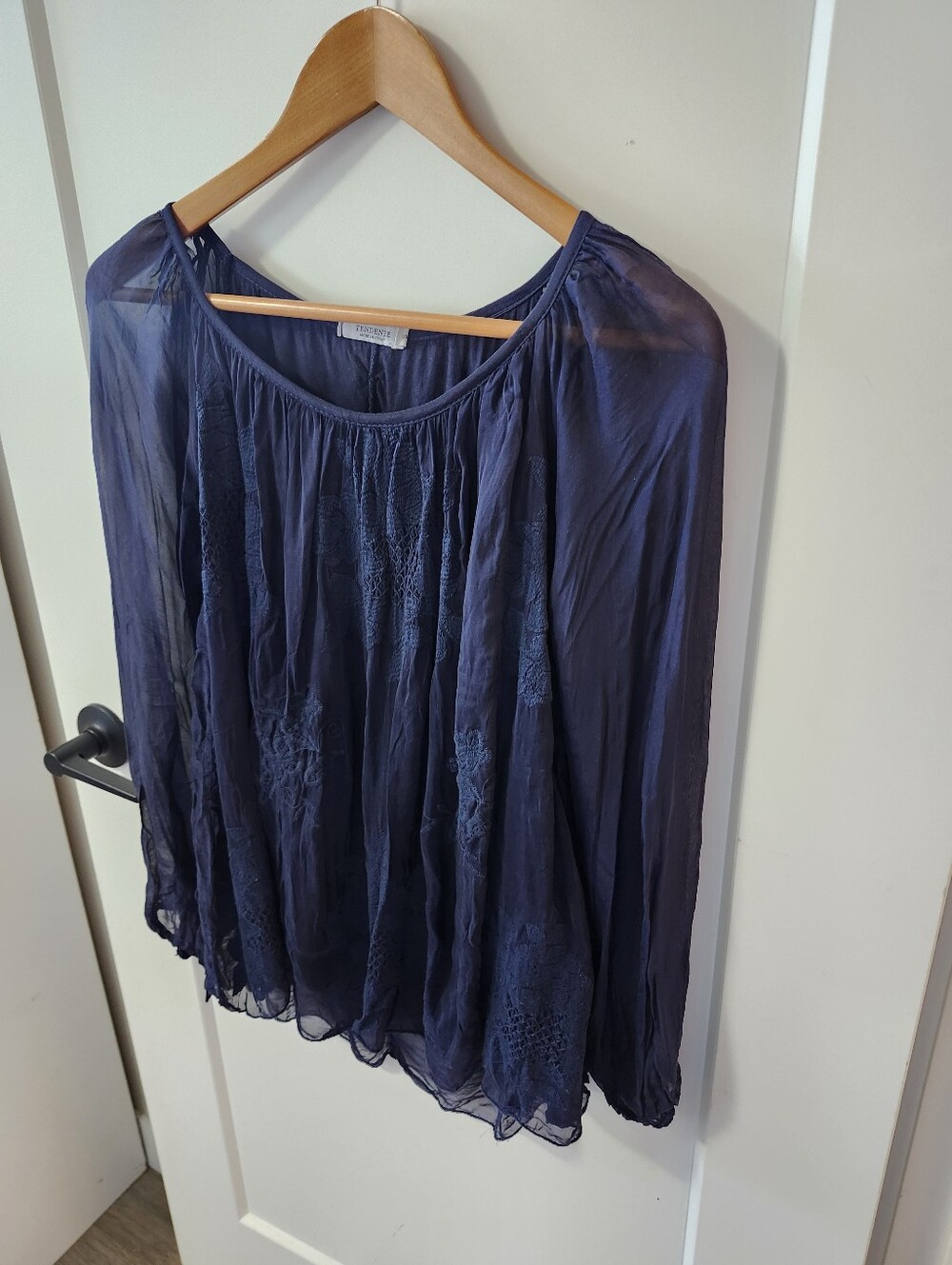 Tendenze Silk Made In Italy Navy Blue Women's Blouse